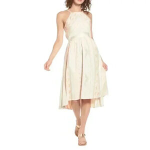 O'Neill Pink Tribal Embroidered Sleeveless Keyhole Back High Low Midi Dress